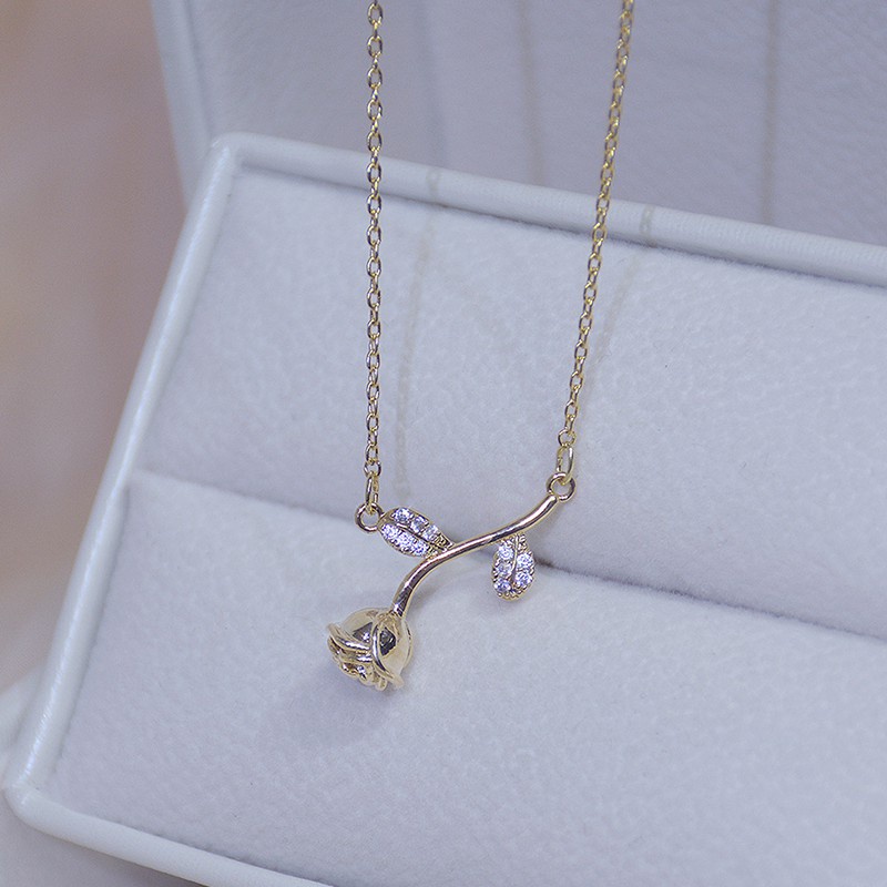 Vòng cổ Mạ Vàng Hồng 14k Đính Đá Lấp Lánh