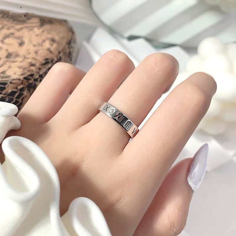 Nhẫn Thép Titan Không Gỉ Màu Vàng Hồng Thời Trang