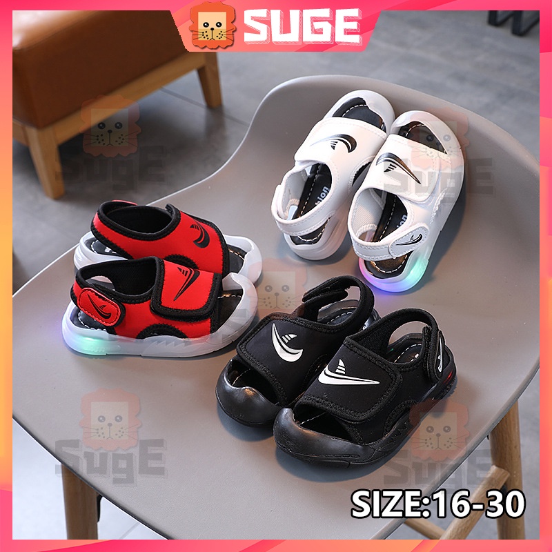 【Suge】Xăng đan Đế Mềm Có Đèn LED Thoáng Khí Thoải Mái Dành Cho Bé Trai Bé Gái