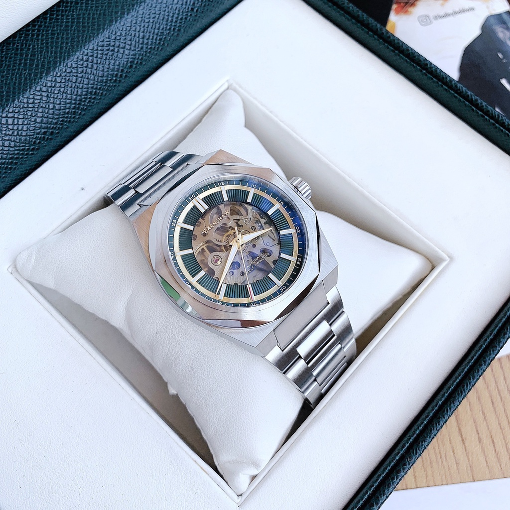Đồng Hồ Nam THOMAS EARNSHAW ES-8182-44 Automatic Dây Sắt Mặt Xanh Lá