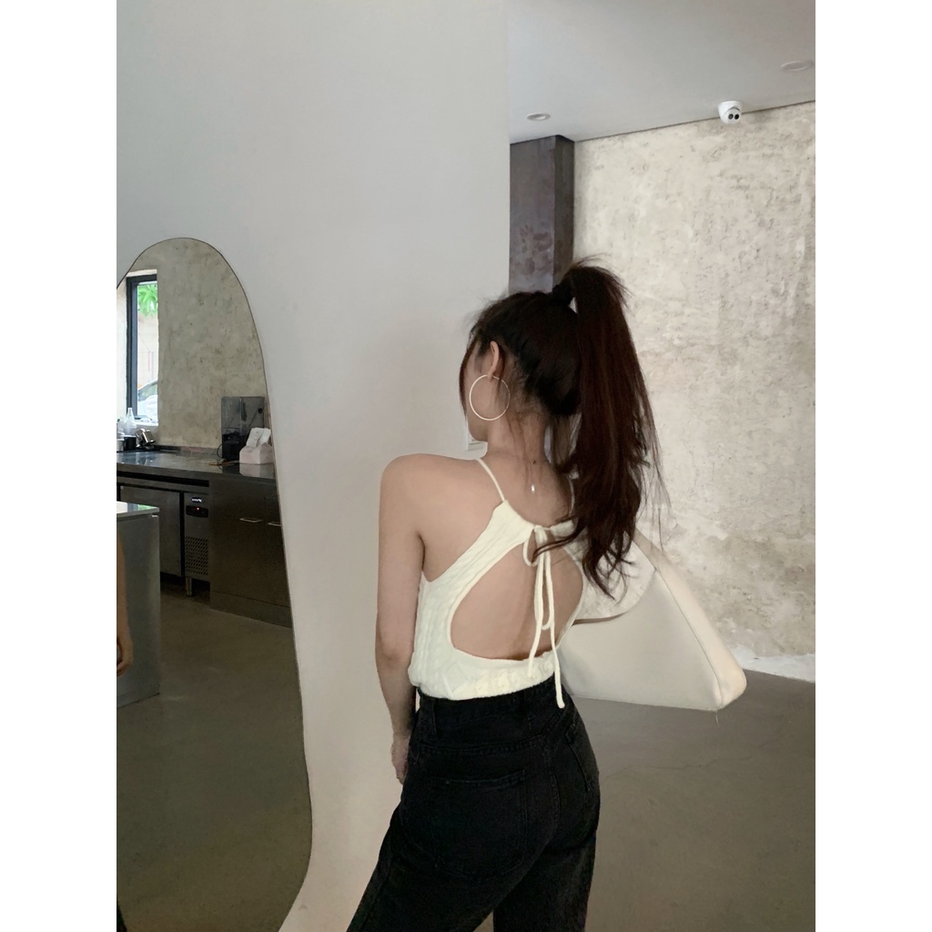 Áo không tay thiết kế dây rút màu trơn thời trang cho nữ