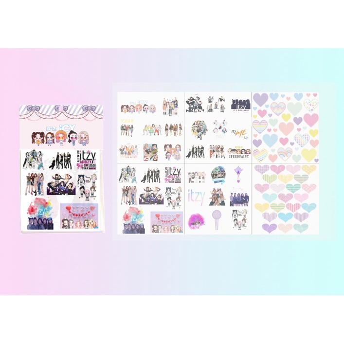 set 6 sticker washi got7 itzy mamamoo red velvet S6W20 cute dễ thương hoạt hình ko bế 10x10cm