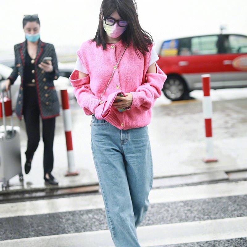 Rose blackpink Áo Khoác Cardigan Dệt Kim Tay Dài In Chữ Blackpink Thời Trang Cho Nữ