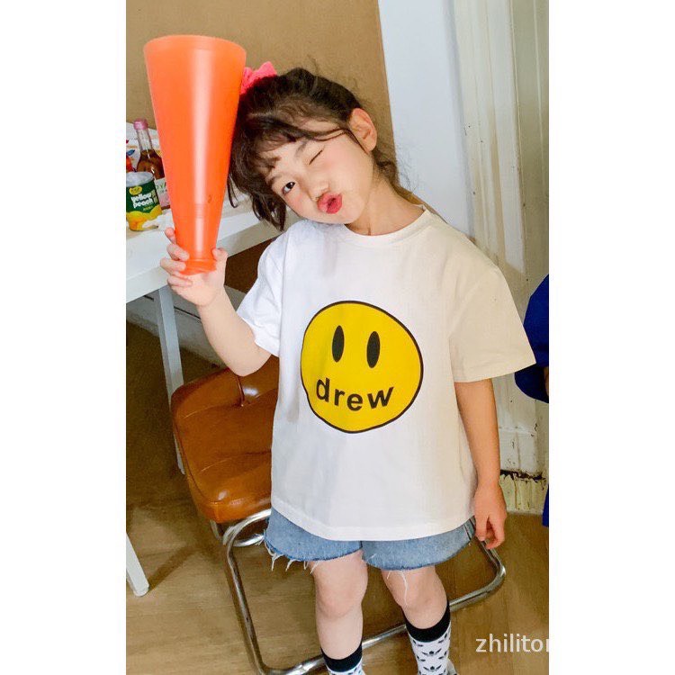 Áo thun mặt cười drew cho bé , áo thun unisex tay lỡ , tuntun.kidsclothes
