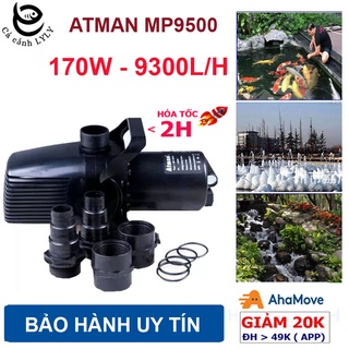 Máy bơm nước hồ cá, bể cá Atman MP 9500 (170W, 9300l/h) công suất lớn, loại tốt nhất (Đen)- BH Fish Mart