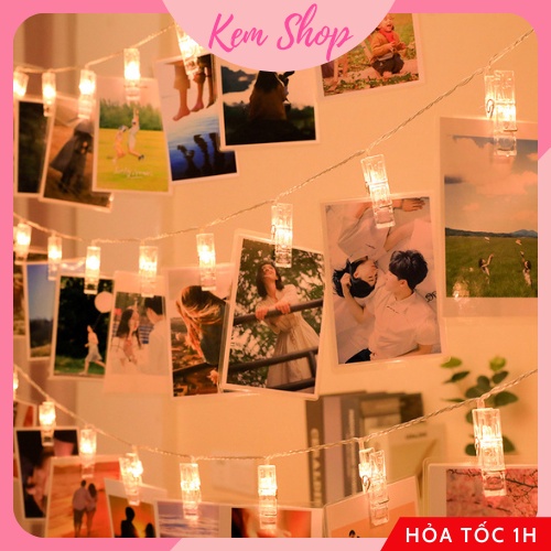Dây đèn LED kẹp ảnh dùng pin trang trí sinh nhật, decor phòng góc học tập - Kem Shop K306