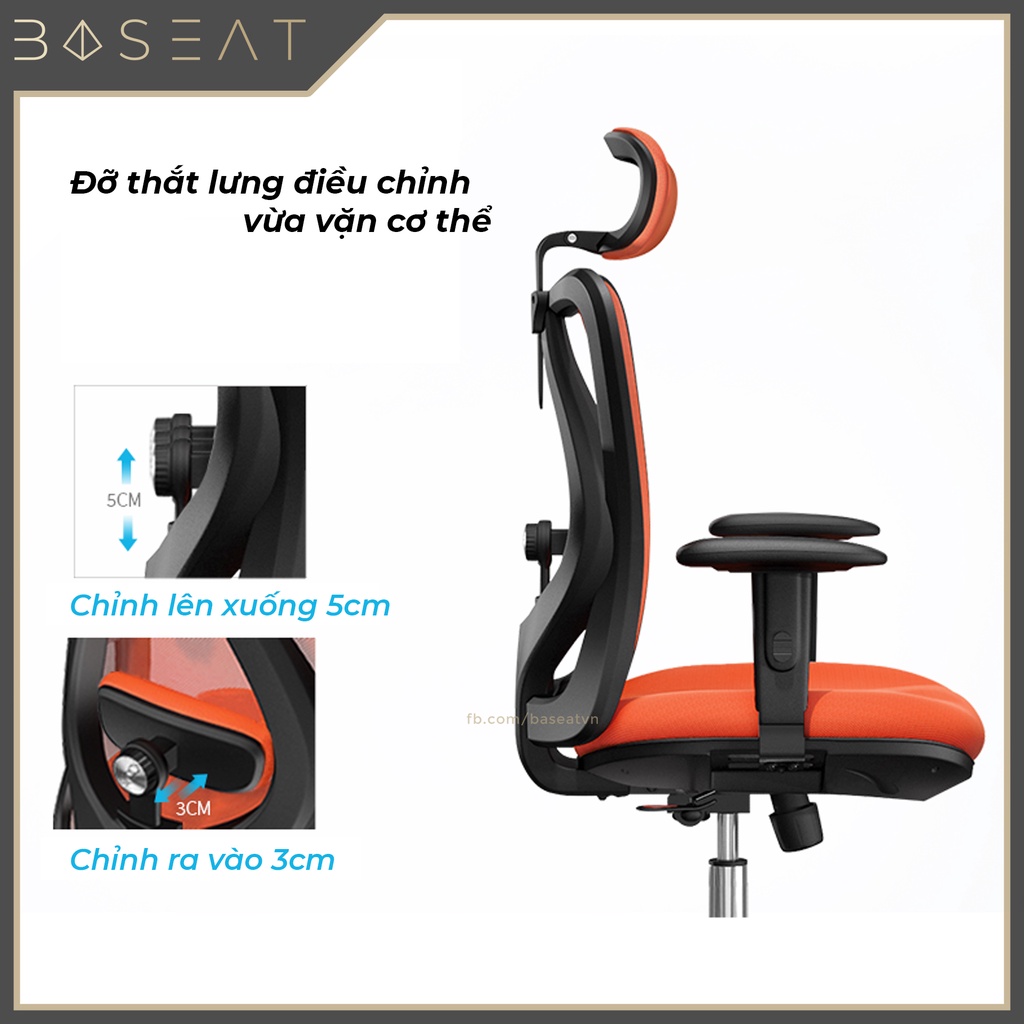 SIHOO M18 có kê chân - Ghế lưới văn phòng thiết kế công thái học Ergonomic, đỡ thắt lưng nâng hạ, điều chỉnh cột sống