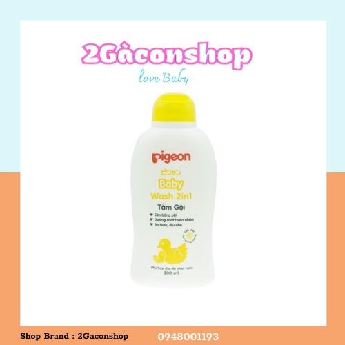 Sữa tắm gội 2 in 1 dùng cho da nhạy cảm Pigeon 200ml