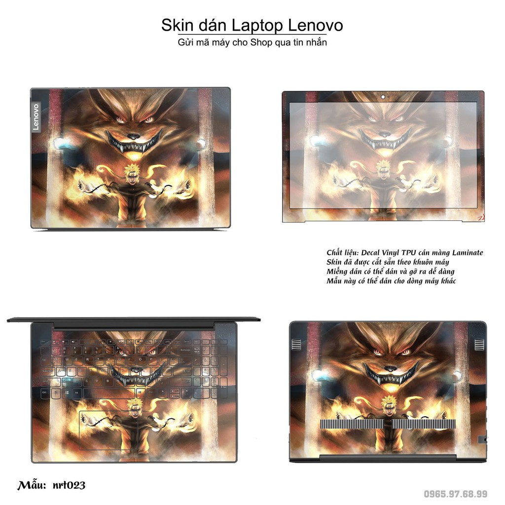 Skin dán Laptop Lenovo in hình Naruto (inbox mã máy cho Shop)