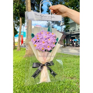 Bó hoa lưu ly móc bằng len xinh - mix màu theo yêu cầu
