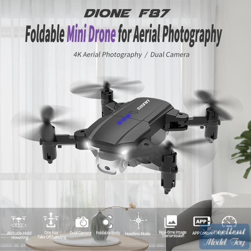Drone Mini Dual Camera Có Đèn Led ⚡️Tặng Pin Dự Phòng⚡️ Máy Bay Điều Khiển Từ Xa Flycam F87 4K