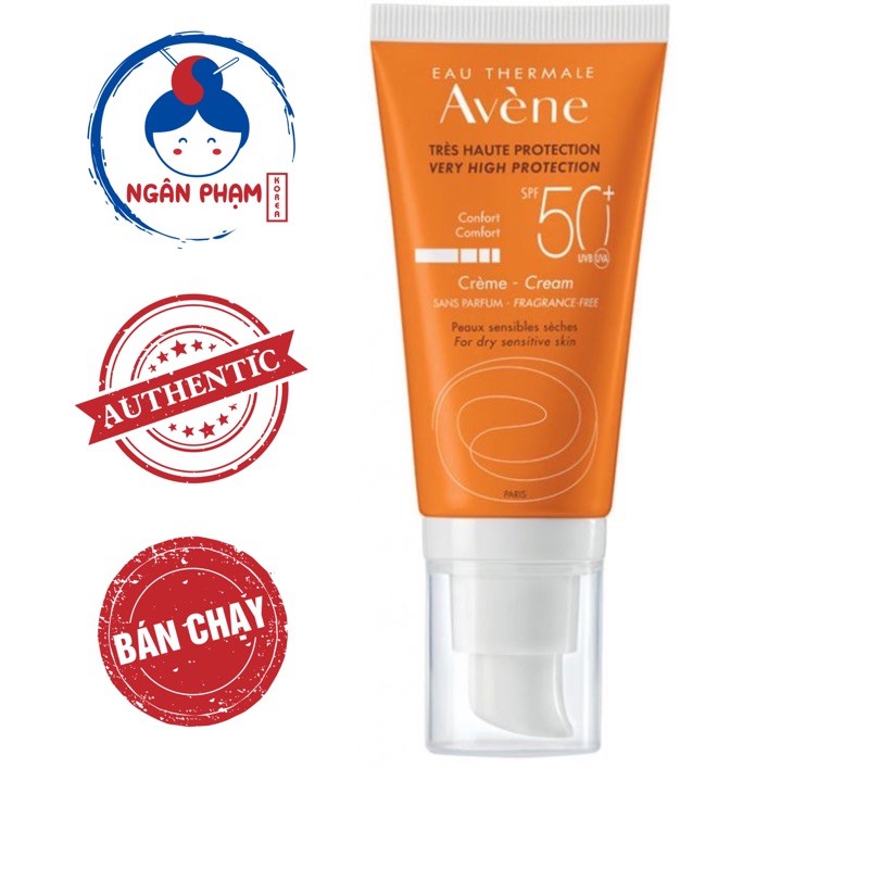 [ Bill Pháp] Kem chống nắng Avene Protection SPF50+ Fragrance Free không hương liệu cho da khô nhạy cảm