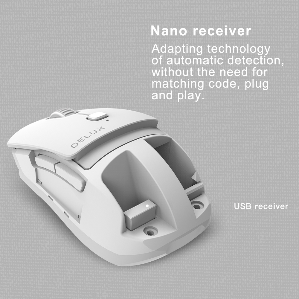Chuột quang không dây DELUX M520 mini 6 nút 1600 DPI 2.4Ghz thiết kế hỗ trợ sử dụng cho máy tính xách tay máy tính bàn