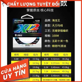 Dây dù câu cá X12 siêu bền,7 màu đủ size