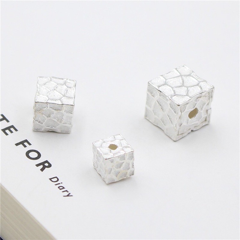 charm bạc khối vuông mix đá bạc s925 cao cấp