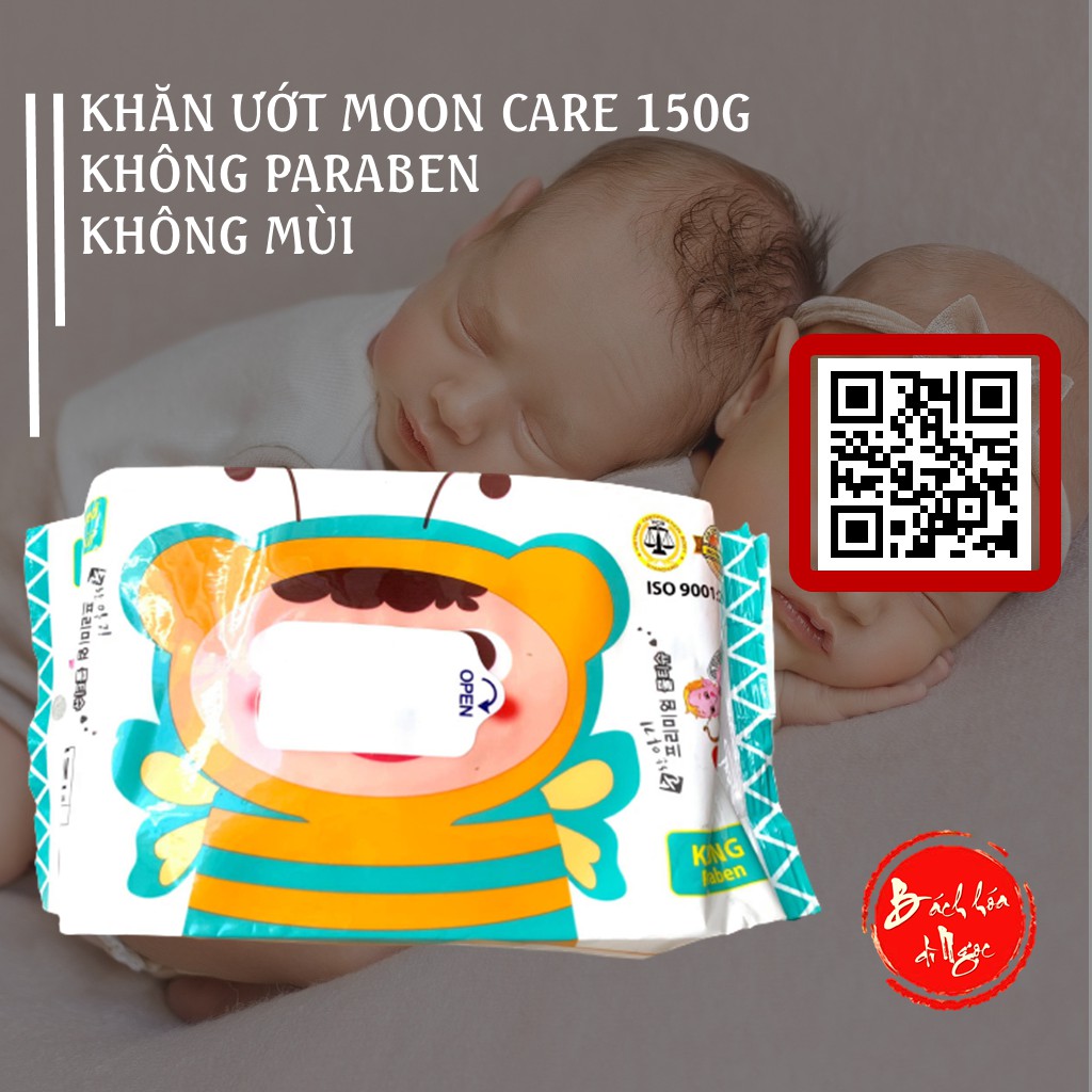 Khăn giấy ướt Baby Wipes Moon Care loại lớn hơn 150g (30x26cm) không mùi, không paraben [Mã NGOCMC150 giảm 5K đơn 99K]