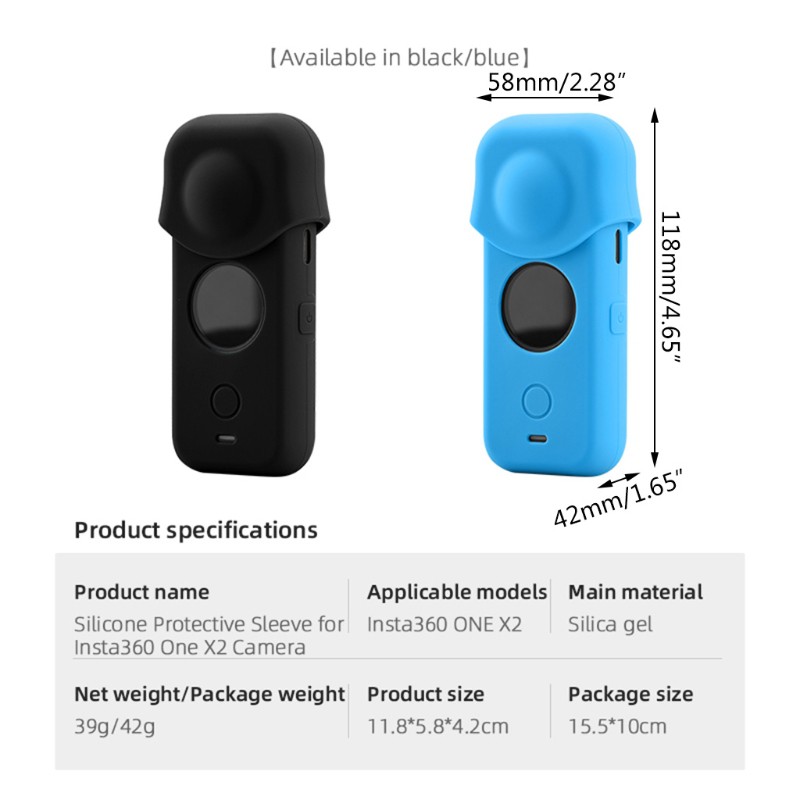 Vỏ silicon bảo vệ camera kèm nắp đậy ống kính cho Insta360 One X2