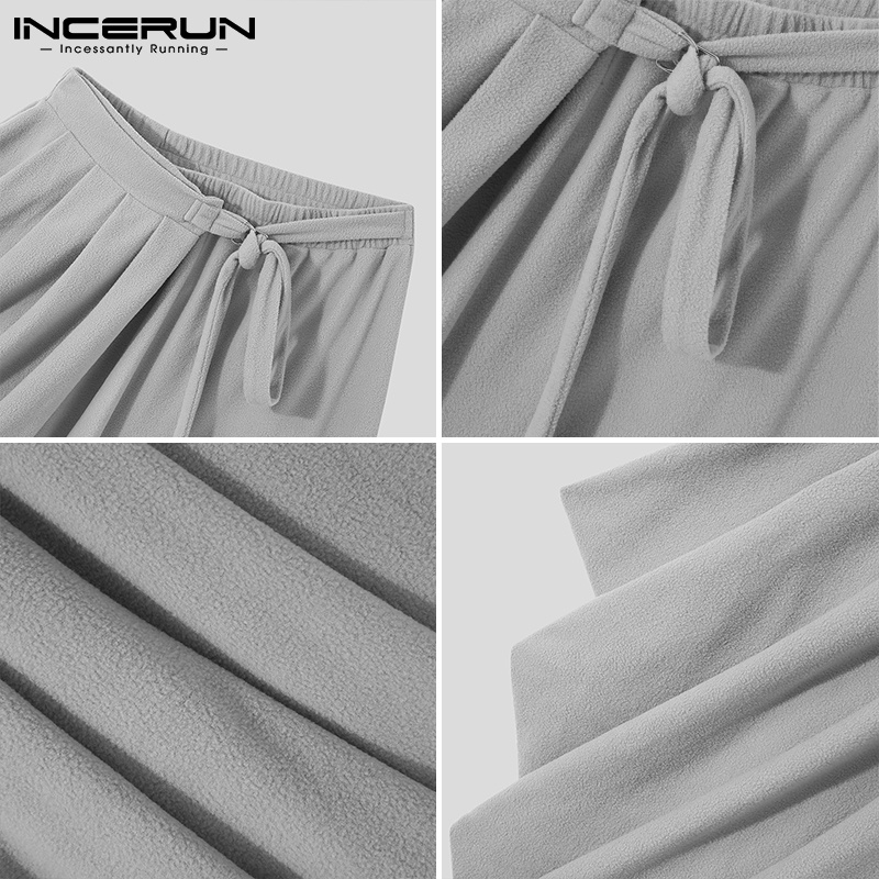 Quần dài INCERUN dáng rộng lưng thun phối dây rút thiết kế độc đáo thời trang cá tính cho nam