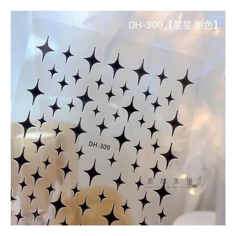 Sticker nail tia chớp, hình thoi, hình dán móng