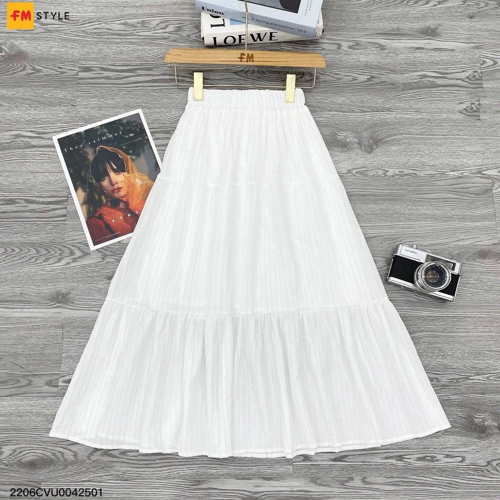 Chân váy dài nữ FM Style dáng xòe 3 tầng phối chun eo thời trang điệu đà phong cách bánh bèo tiểu thư 22121280