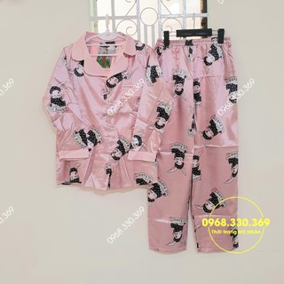 Đồ bộ phi bóng pijama mềm tay lỡ họa tiết thú