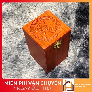 Hộp đựng trà, chè gỗ hương đỏ tự nhiên - hàng đồ gỗ mỹ nghệ - kích thước 18x10x10cm