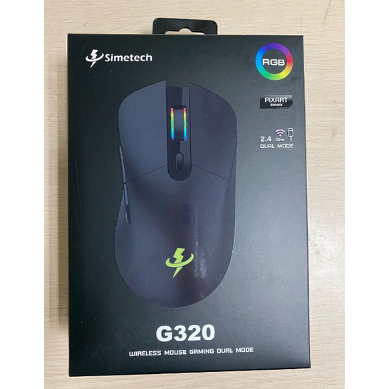 Chuột Mouse ko dây SIMETECH G320 Led RGB Black Wireless (Pin sạc, Công tắc, 6 nút)