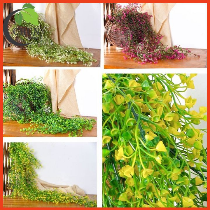 Cây giả - Chùm hoa cỏ rũ treo tường dài 80cm nhiều màu trang trí nhà cửa (bán rời 1 chùm hoặc kèm giỏ)