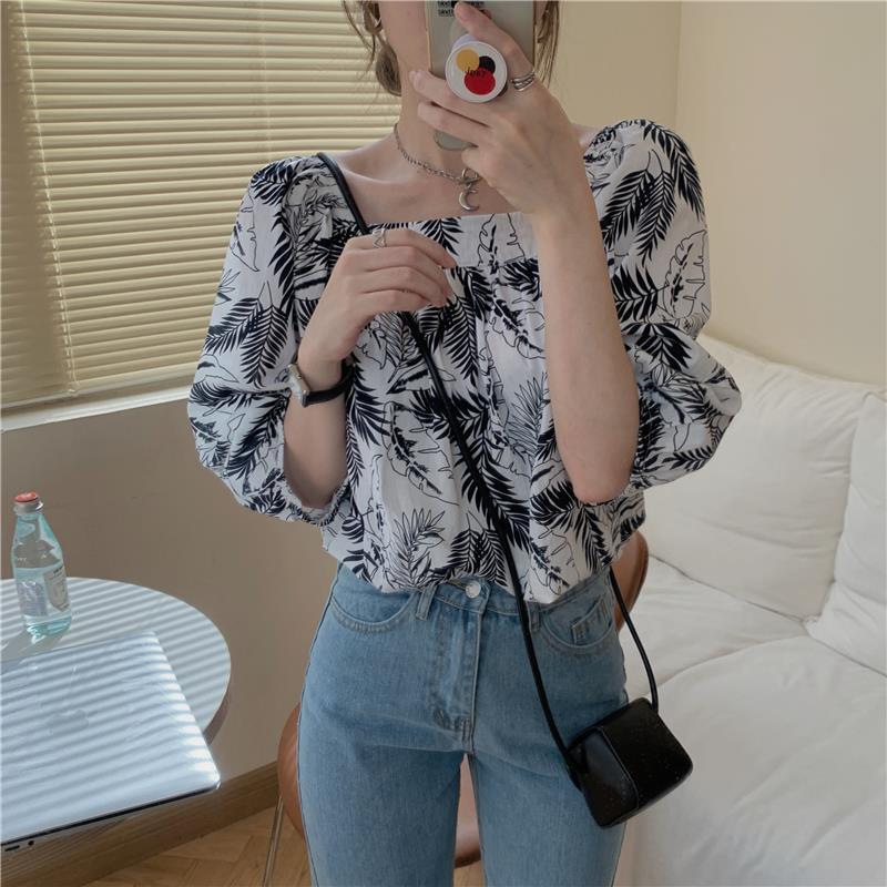 Áo Sơ Mi Tay Phồng Họa Tiết Hoa Phong Cách Retro Thời Trang Cho Nữ | BigBuy360 - bigbuy360.vn