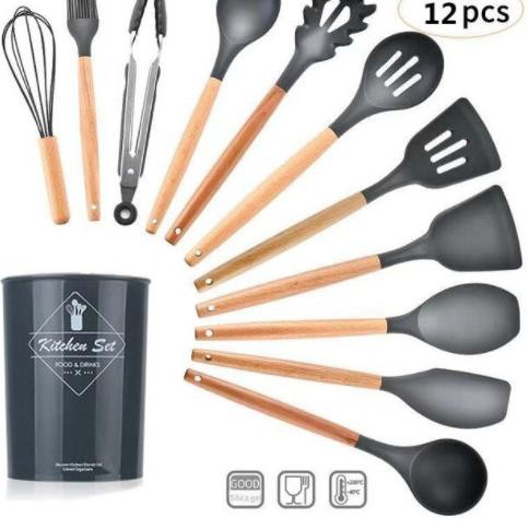 Bộ Dụng Cụ Nhà Bếp Bằng Silicone Màu Tím Chất Lượng Cao | BigBuy360 - bigbuy360.vn