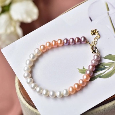 Vòng Tay Ngọc Trai Bạc 5ly Mix 3 Màu Tinh Tế - Ngọc Trai Trường Thịnh