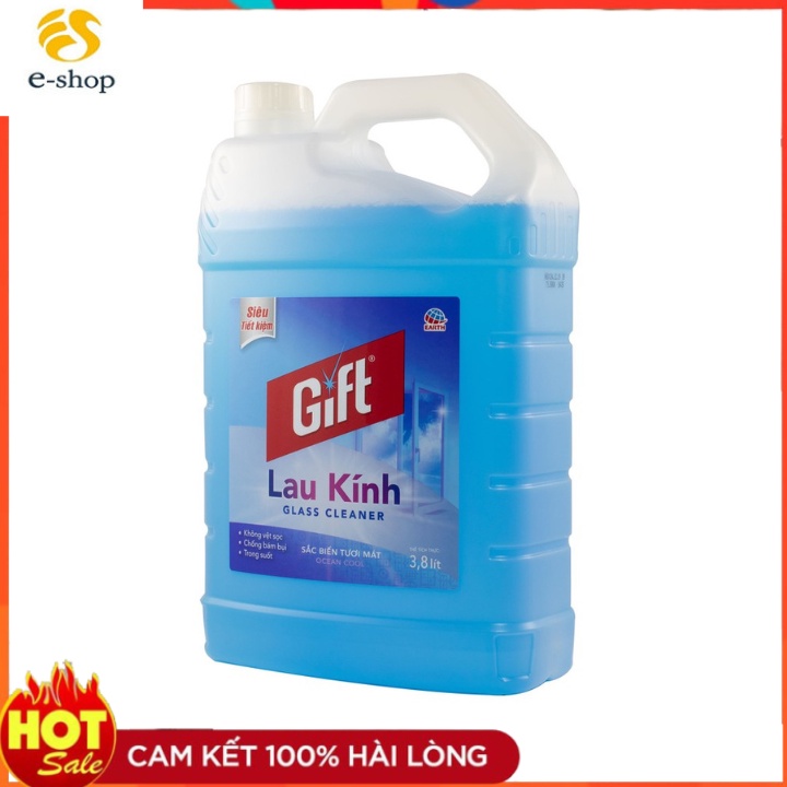 Nước lau kính Gift chính hãng can lớn 3.8kg dùng cho khách sạn, nhà hàng-Nước lau kính Gift Săc biển 3.8KG