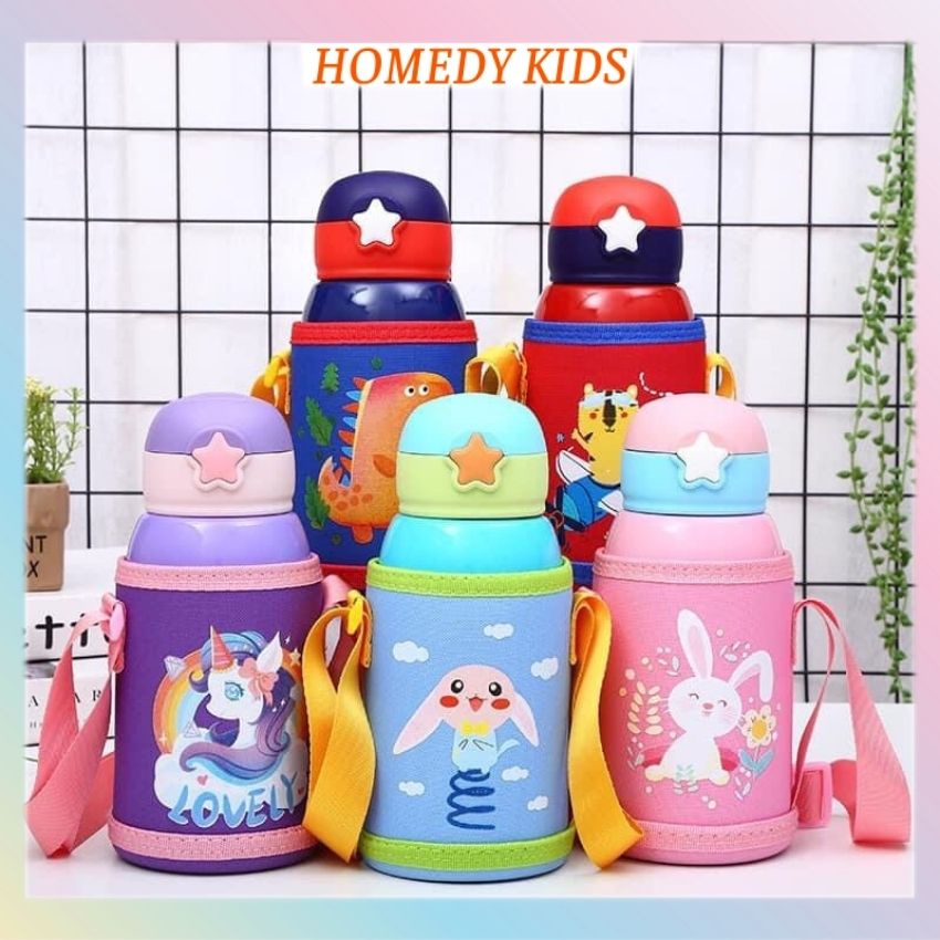 Bình giữ nhiệt cho bé đi học đi chơi cute dễ thương bình tập uống nước bình đựng thực phẩm, đựng sữa BN05 Homedy Kids