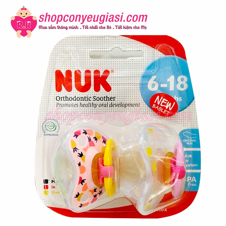 Bộ 2 Ti Giả Nuk Classic Cao Su 0-6m/6-18m/18-36m - Made In Germany