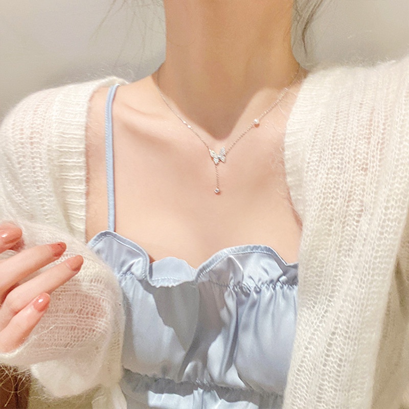 Vòng cổ Manyue mặt bướm phối tua rua đính đá thời trang Hàn Quốc