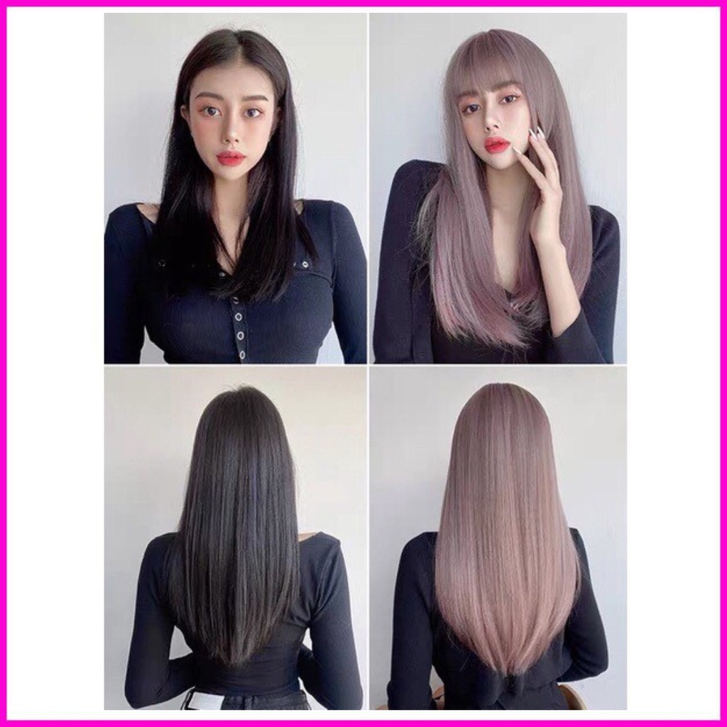 Tóc giả nữ cả đầu🌸FREESHIP🌸Tóc giả nguyên đầu thẳng tím cao cấp 8037