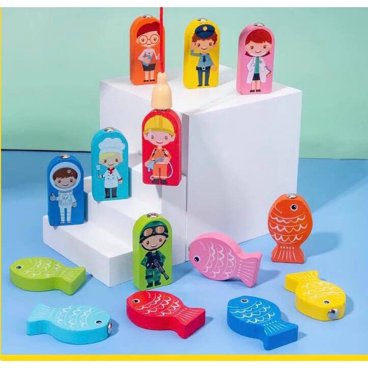 [Mã LIFETOYS1 giảm 30K đơn 99K] Bảng Gỗ Câu Cá Và Ghép Số Học Đếm 63 Chi Tiết Cho Bé, Bộ Bảng Số Thông Minh