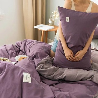 Chăn ga gối giường Cotton Tici màu tím siêu xinh nhập khẩu drap giường bedding