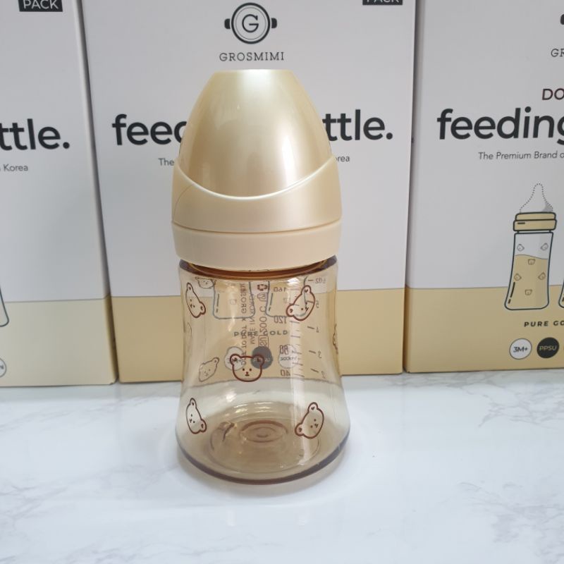 Bình sữa Grosmimi x Dottodot - Dot to dot Gấu/ Bear size 200ml - 300ml Hàn Quốc