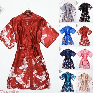 Áo Choàng Ngủ Bằng Lụa Satin In Họa Tiết Hoa Hấp Dẫn Dành Cho Cả Nam Và Nữ