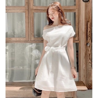 💗 đầm trắng lệch vai 💗