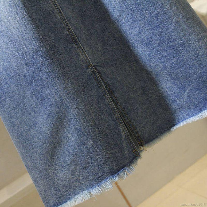 Chân Váy Denim Lửng Xẻ Tà Lưng Cao Khoét Lỗ Màu Trơn Dây Khóa Kéo Thời Trang Xuân Hè Dành Cho Nữ | BigBuy360 - bigbuy360.vn