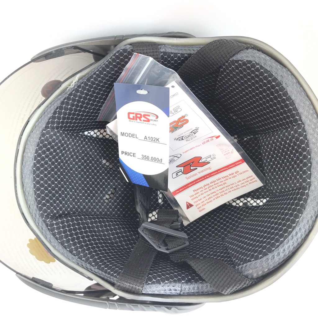 Mũ bảo hiểm 1/2 đầu có kính cao cấp - GRS A102K - Đen nhám line đỏ - Vòng đầu 54-57cm - Bảo hành 12 tháng