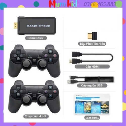 Máy chơi Game điện tử cầm tay không dây Stick 4k HDMI 3500 trò + thêm 20 game mới, game việt hóa MUMKID 31