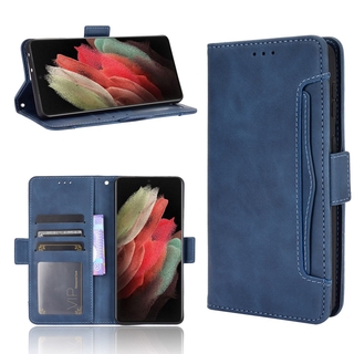 Ốp điện thoại nhiều khe cắm thẻ samsung galaxy s21 ultra ví galaxy s21 plus s21 + da pu có khóa từ tính flip cover