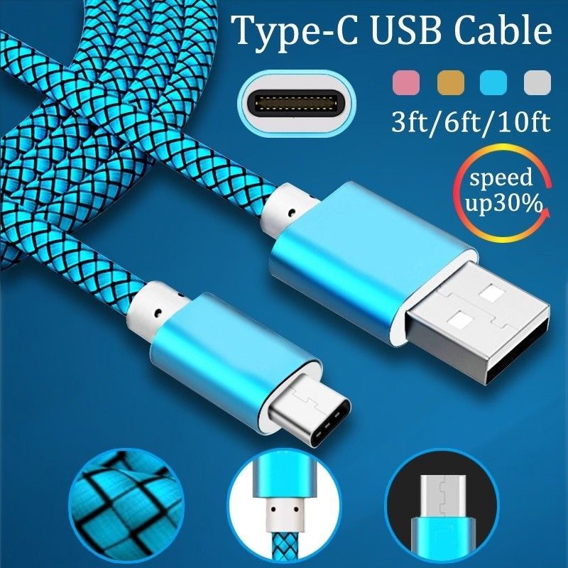 Dây cáp sạc USB loại C dài 0.3m / 1m / 2m dành cho Samsung Huawei