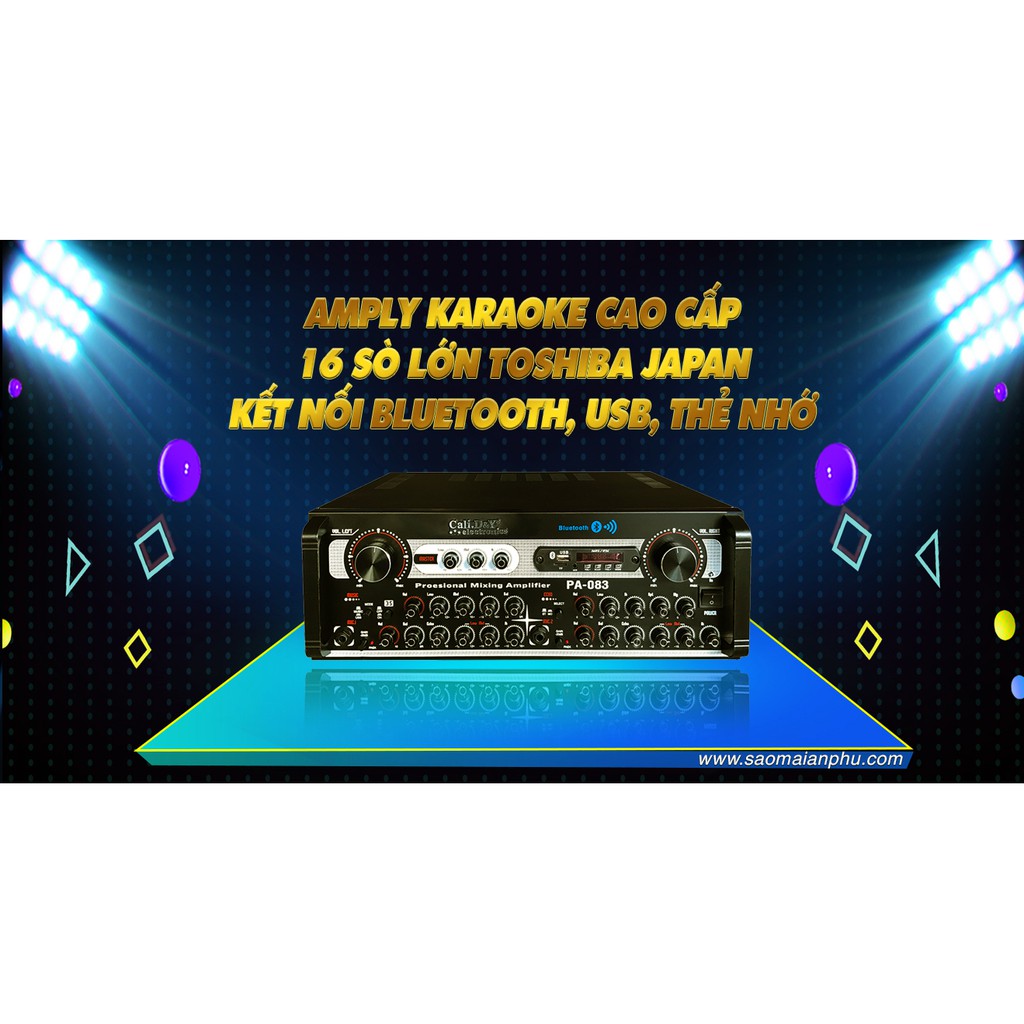 Amply 16 sò lớn Toshiba nhật bản, Ampli Bluetooth Sân Khấu Hội Thảo Karaoke Gia Đình Cali.D&Y PA-083 - Kết nối Bluetooth