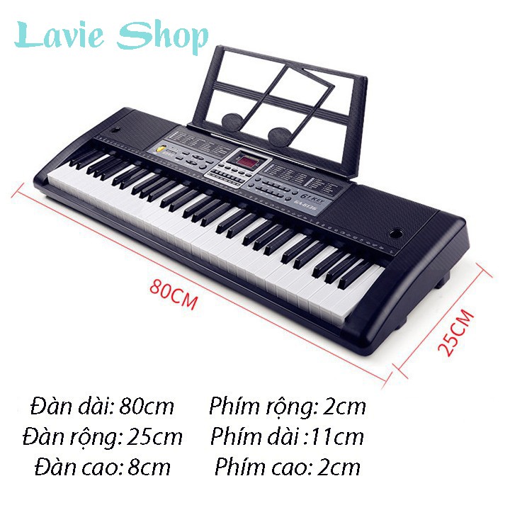 Đàn Piano Điện Đàn Organ Electronic Keyboard Đàn 61 Phím Dành Cho Người Lớn Học Kèm Mic, Sạc, Giá Đỡ HB88