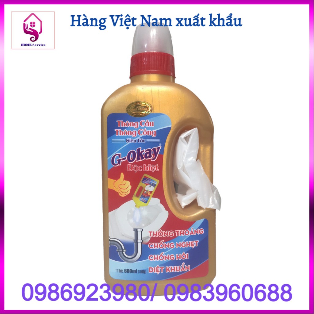 Chất Thông cầu cống 2 in 1 G-Okay chai 1000gr, thông tắc nghẹt Toilet, đường ống nước, Lavabo siêu tốc