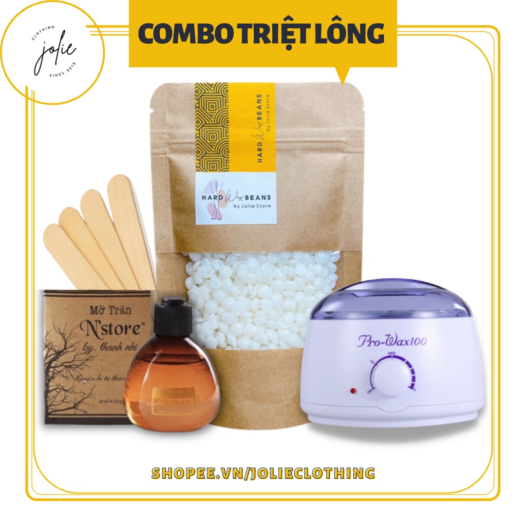 Combo triệt lông sáp wax nóng wax lông, nồi nấu sáp pro wax 100 tặng kèm mỡ trăn nguyên chất
